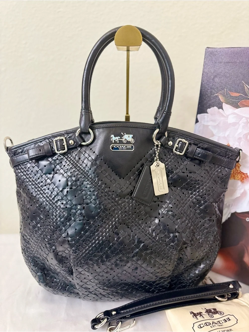 NWOT - Coach Madison Sophia Embossed Woven Satchel - Picture 3 of 10